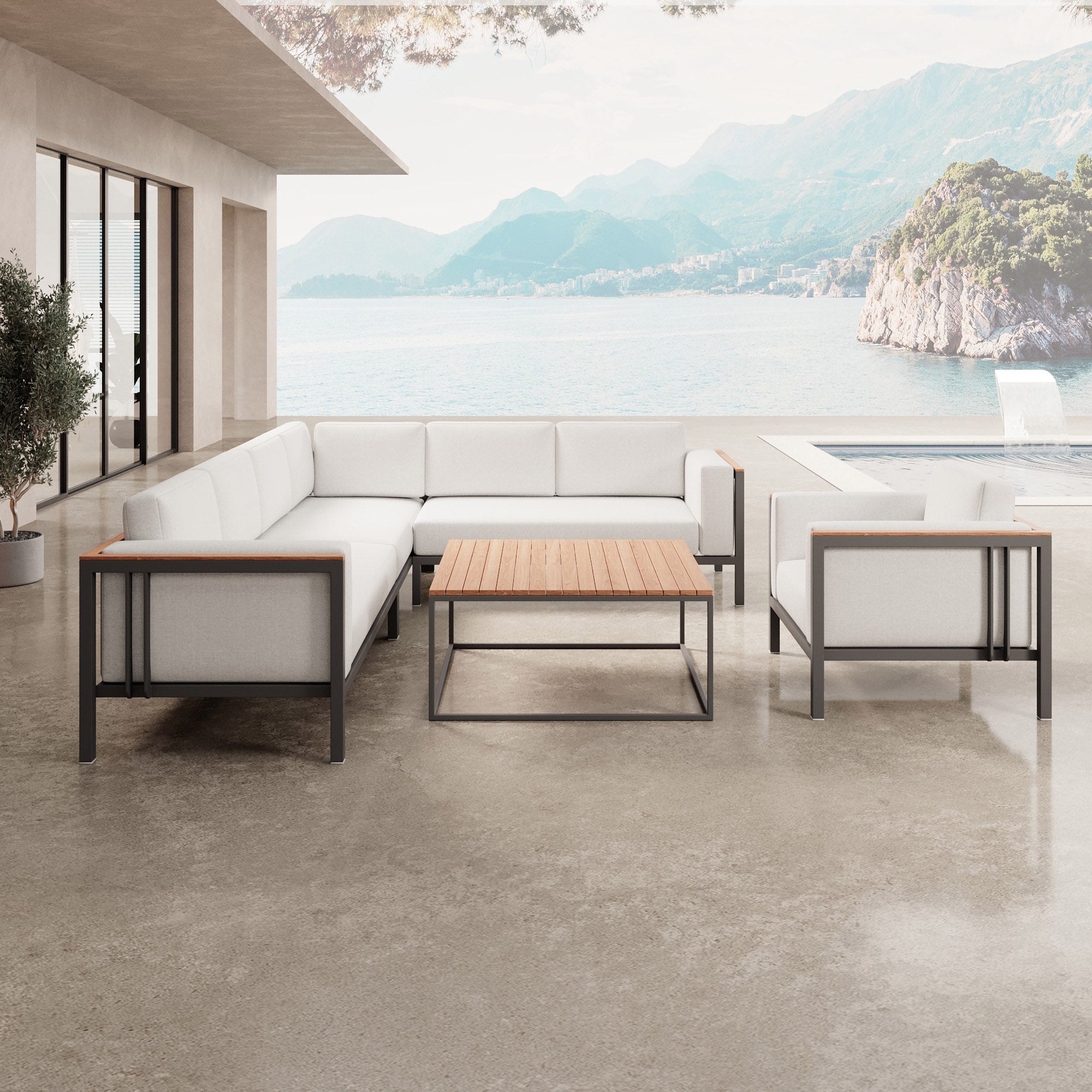 Euphoria – Corner Lounge, Lounge Chair & Table made of Aluminum | Aevora™ Collection