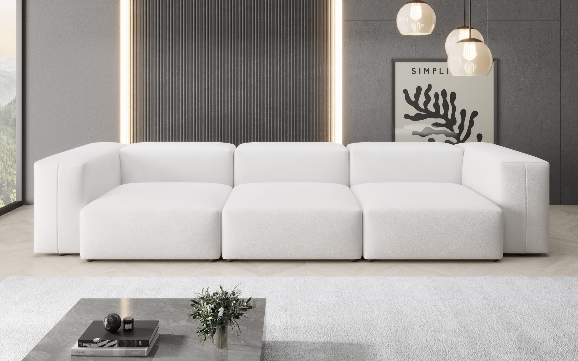 Canapé design 3 places Snug en cuir véritable