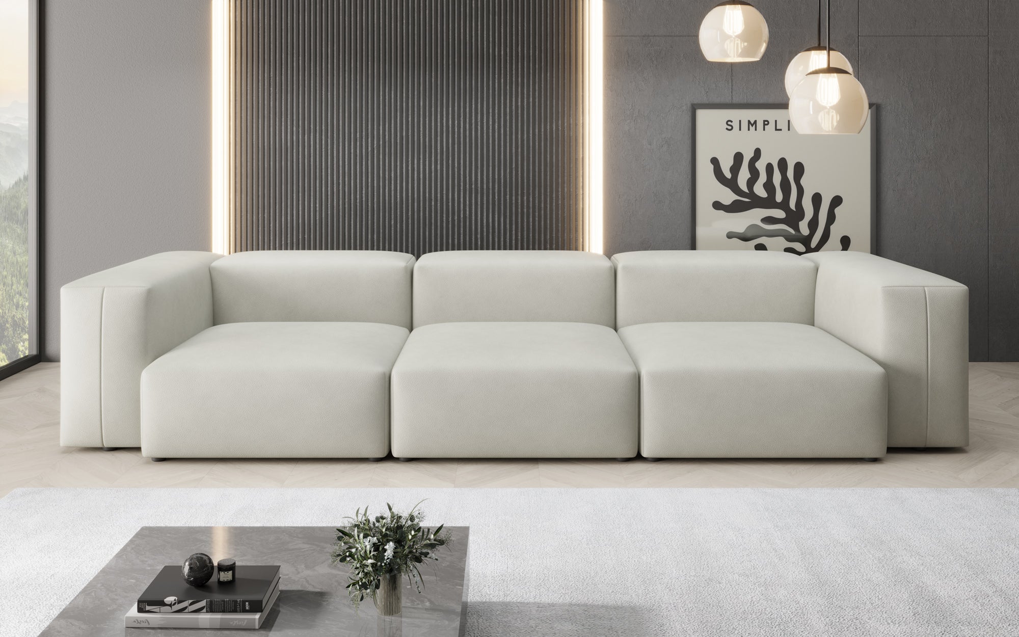 Canapé design 3 places Snug en cuir véritable