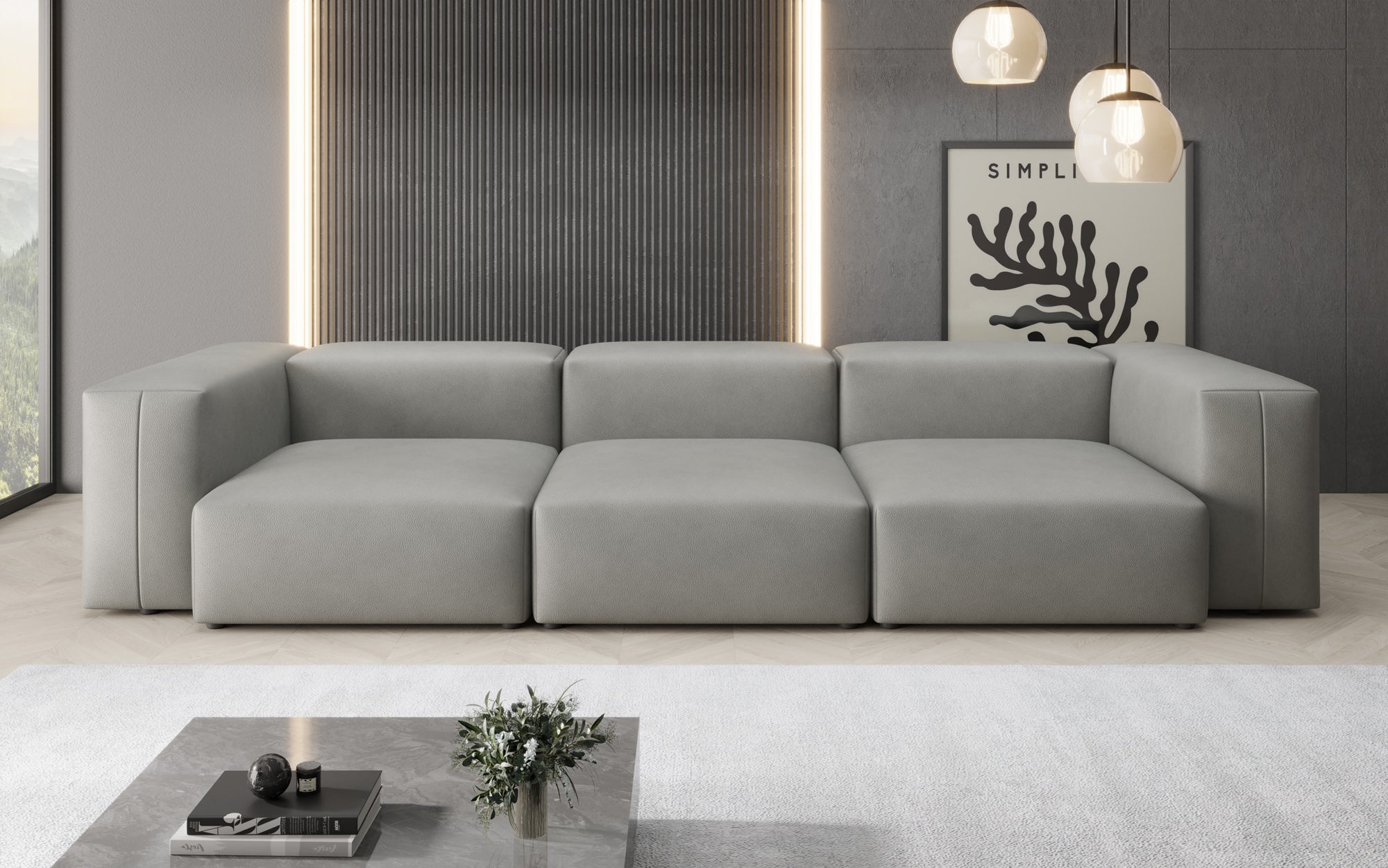 Canapé design 3 places Snug en cuir véritable