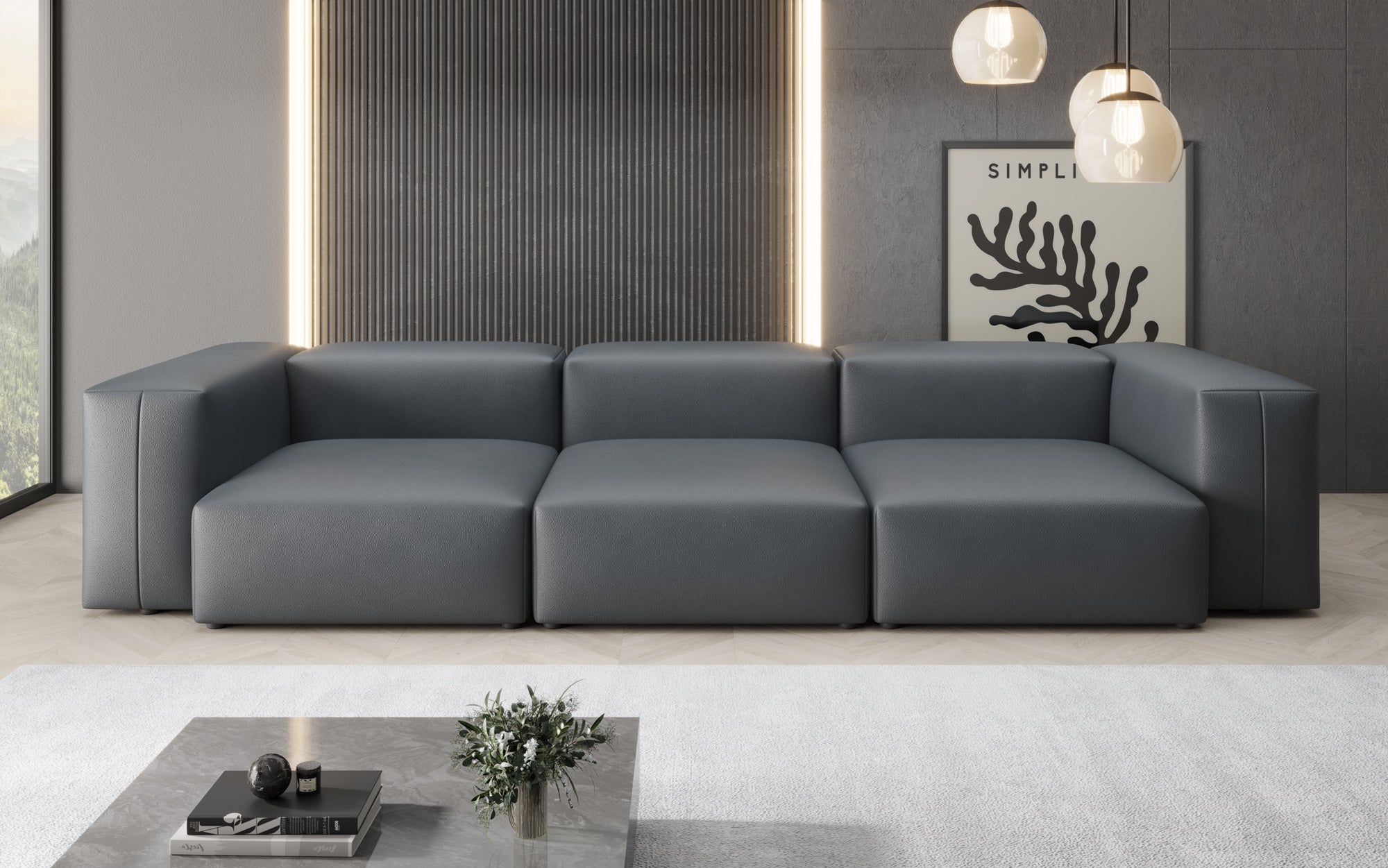 Canapé design 3 places Snug en cuir véritable
