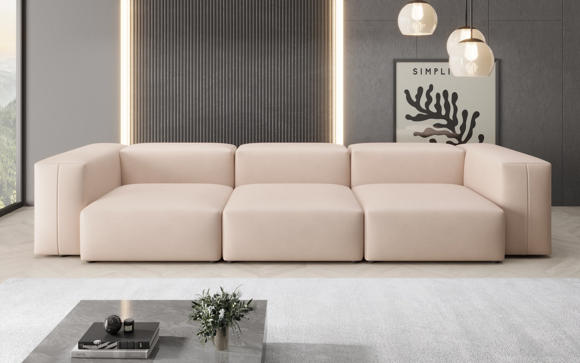 Canapé design 3 places Snug en cuir véritable