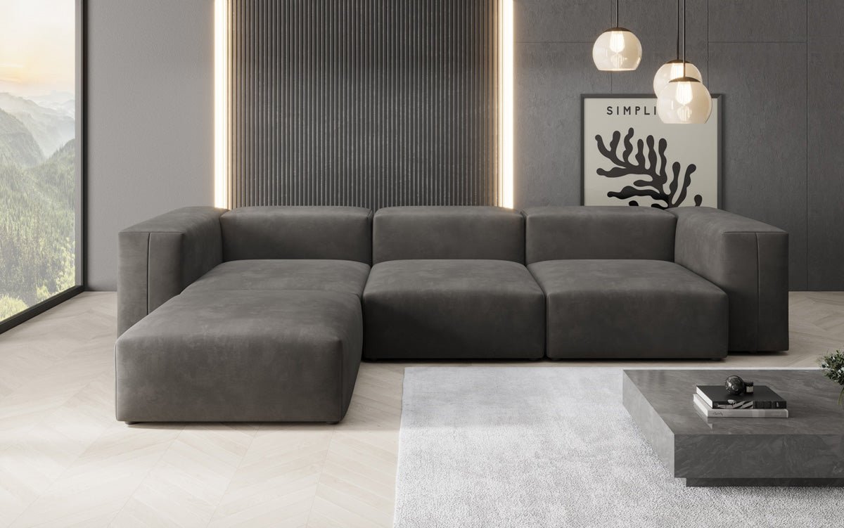 Designer L Sofa Snug in Samt