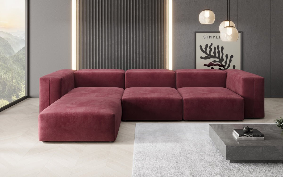 Designer L Sofa Snug in Samt