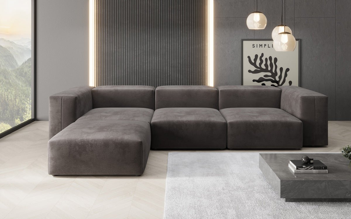 Designer L Sofa Snug in Samt