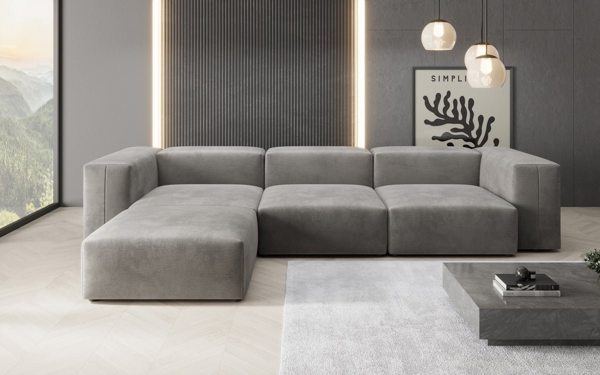 Designer L Sofa Snug in Samt