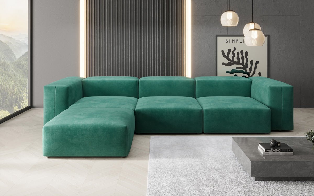 Designer L Sofa Snug in Samt