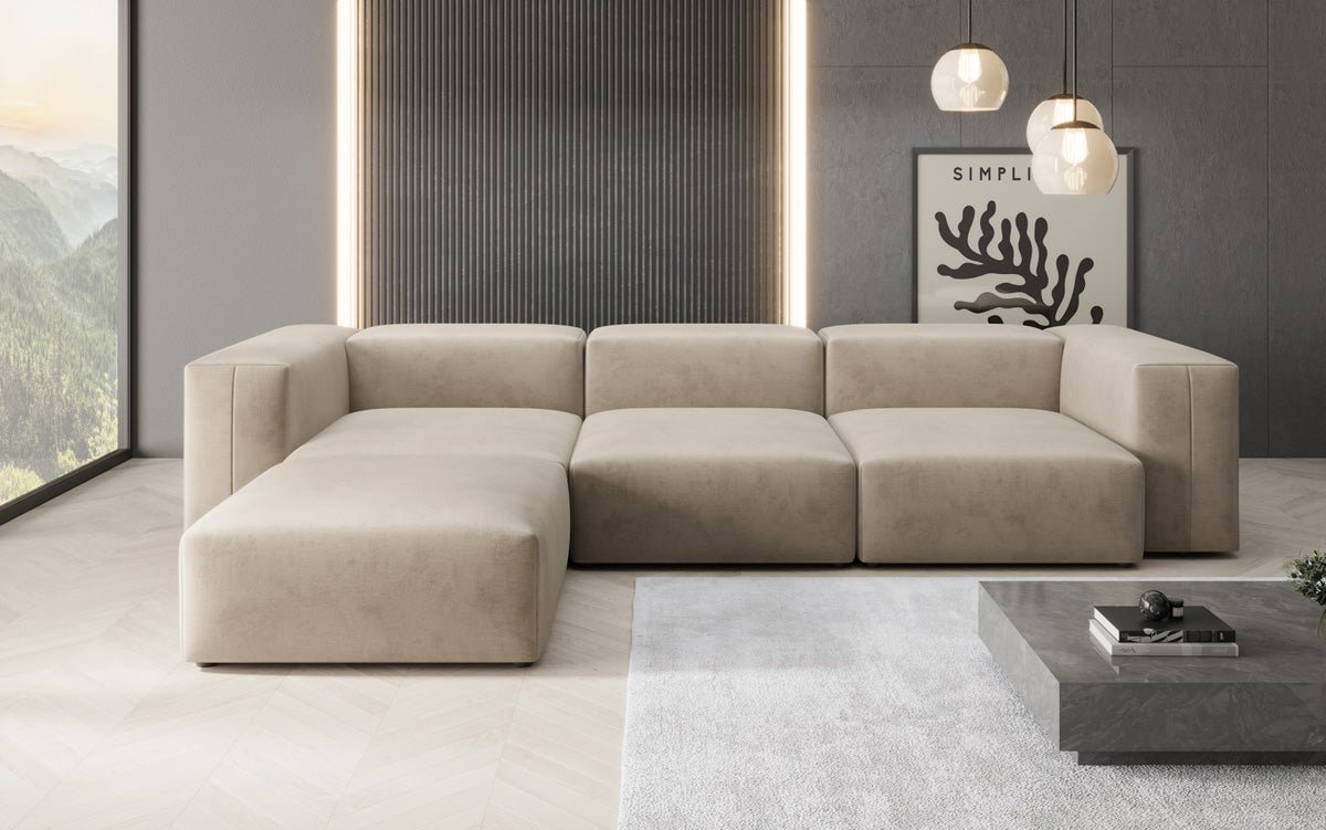 Designer L Sofa Snug in Samt