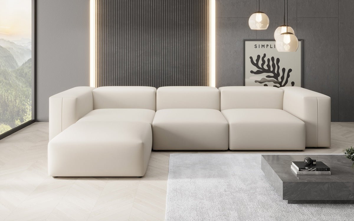 Canapé d'angle L Designer Snug en Tissu
