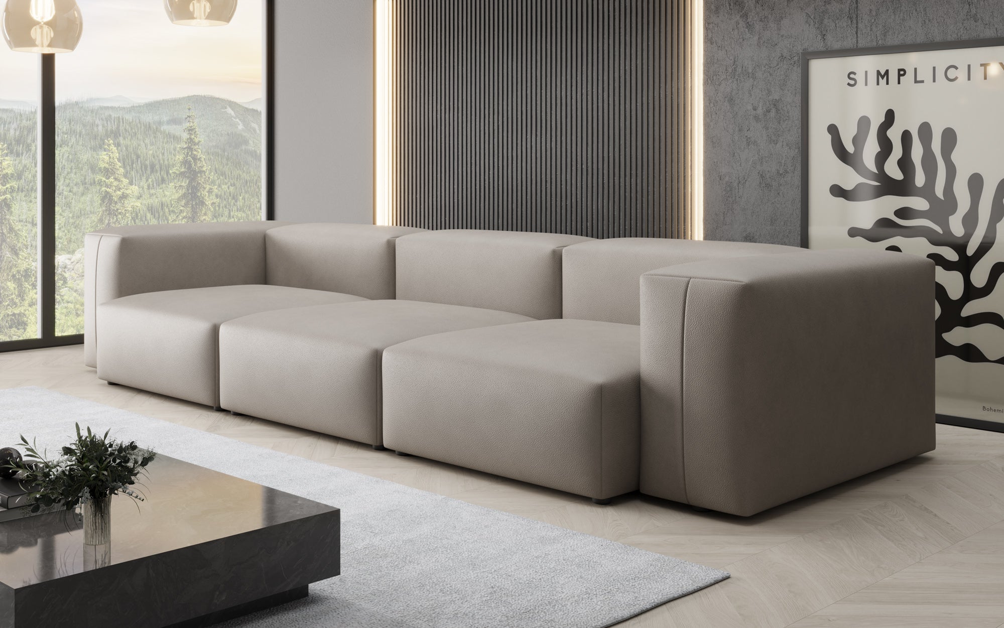 Canapé design 3 places Snug en cuir véritable