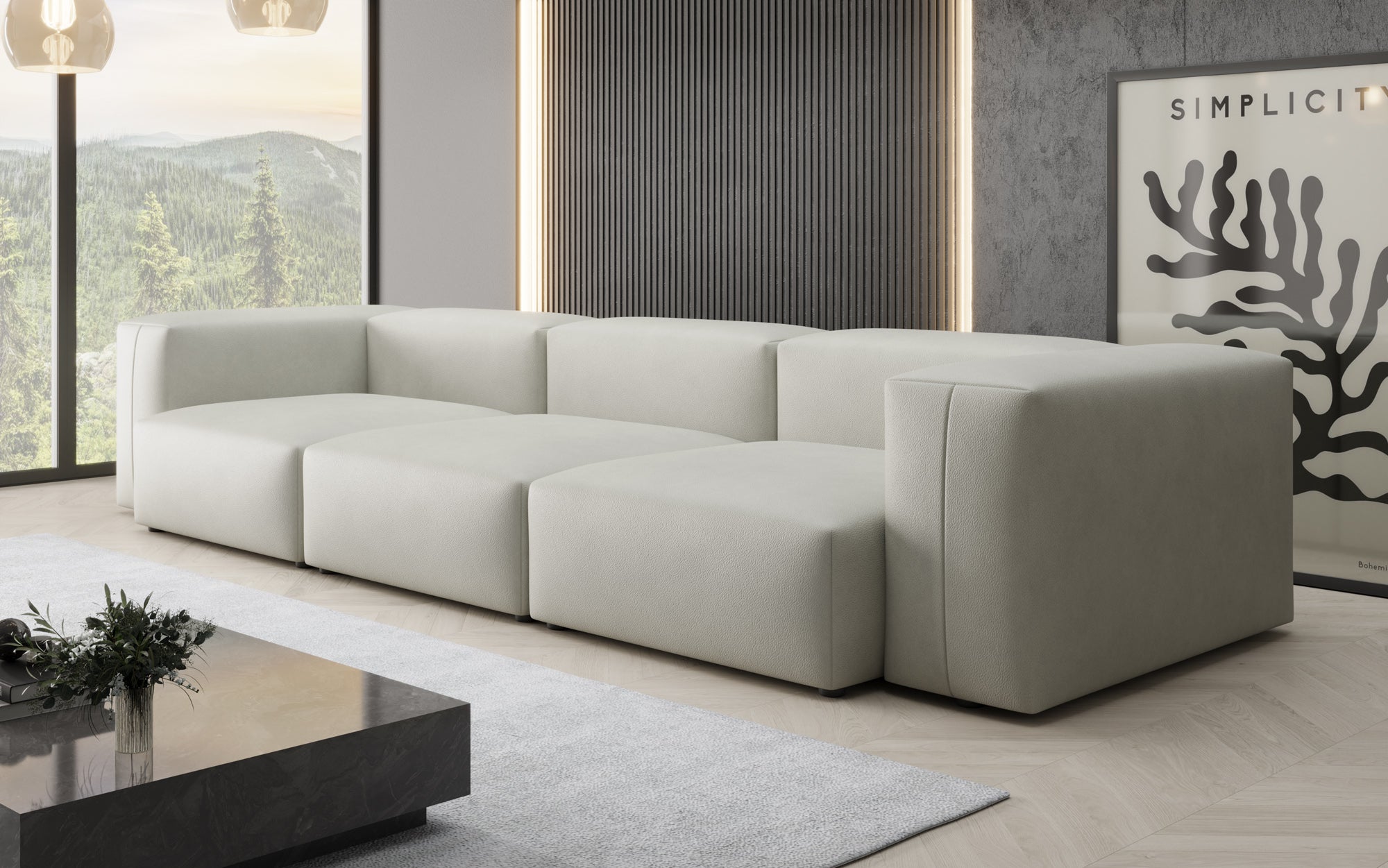 Canapé design 3 places Snug en cuir véritable