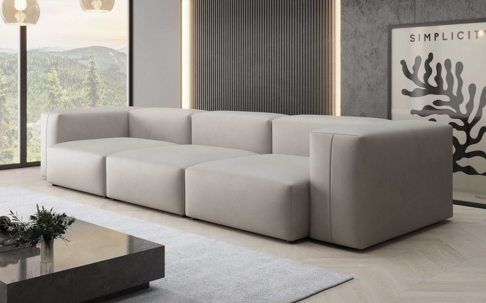 Canapé design 3 places Snug en cuir véritable