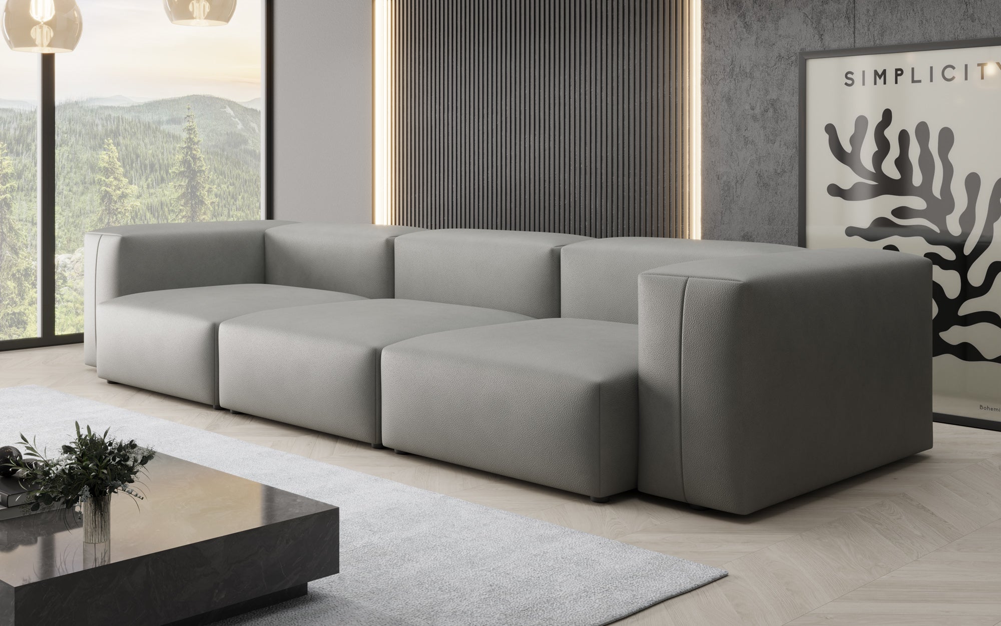 Canapé design 3 places Snug en cuir véritable