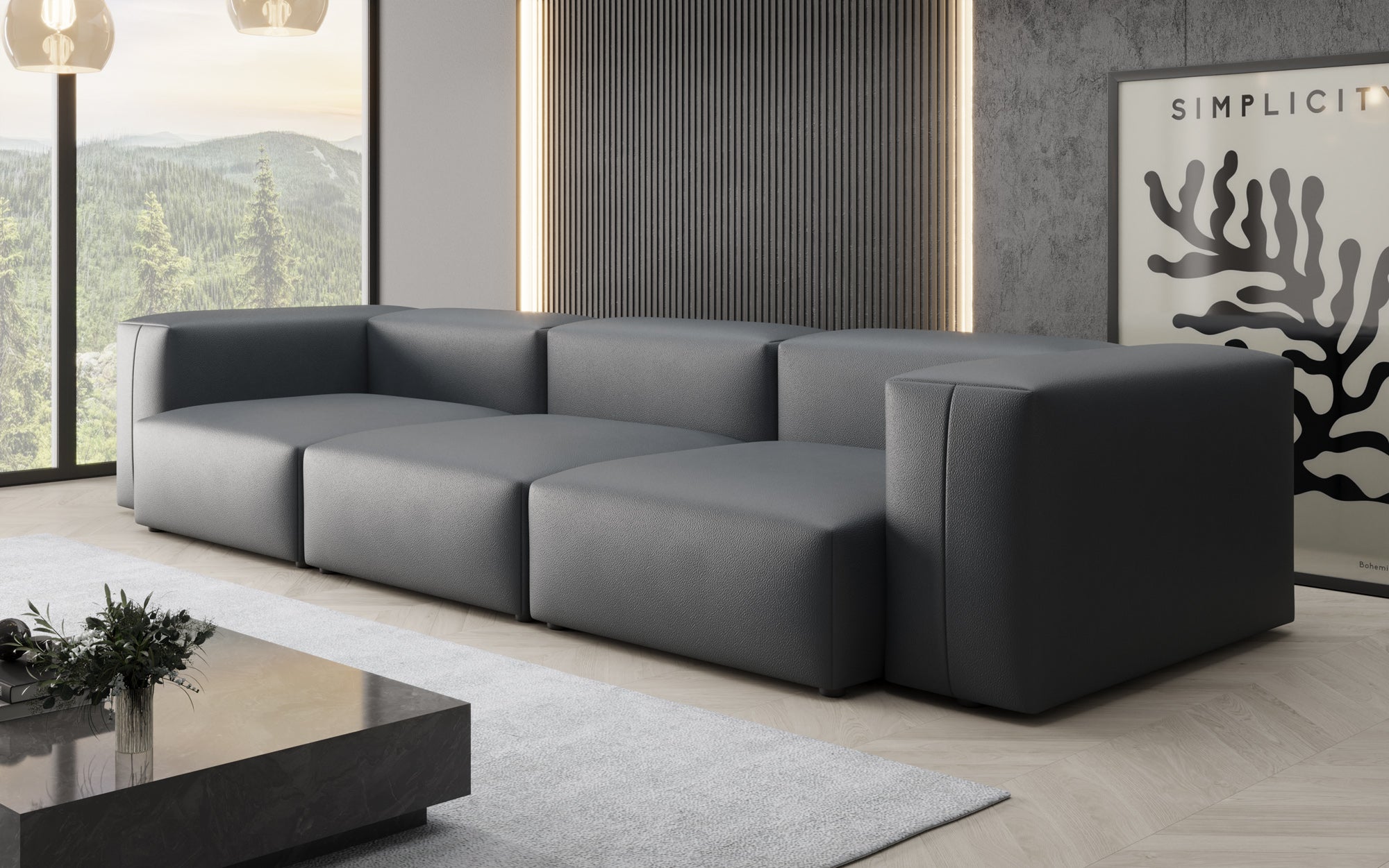 Canapé design 3 places Snug en cuir véritable