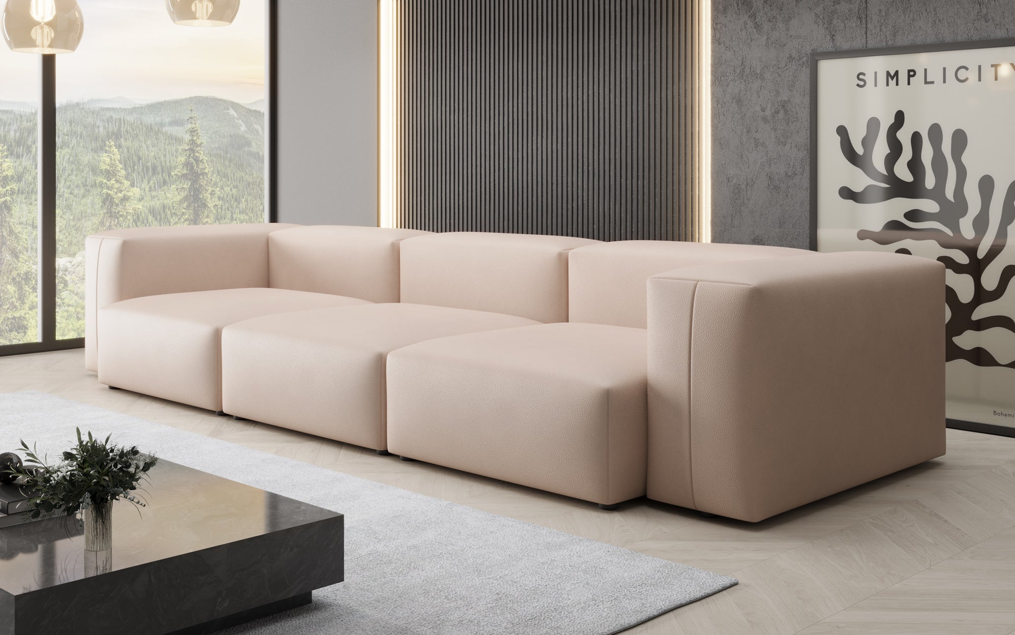 Canapé design 3 places Snug en cuir véritable