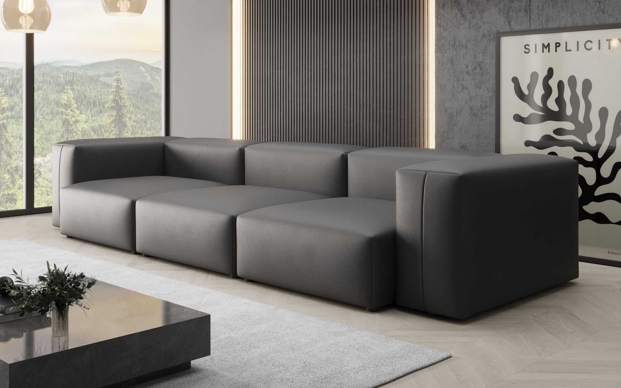 Canapé design 3 places Snug en cuir véritable