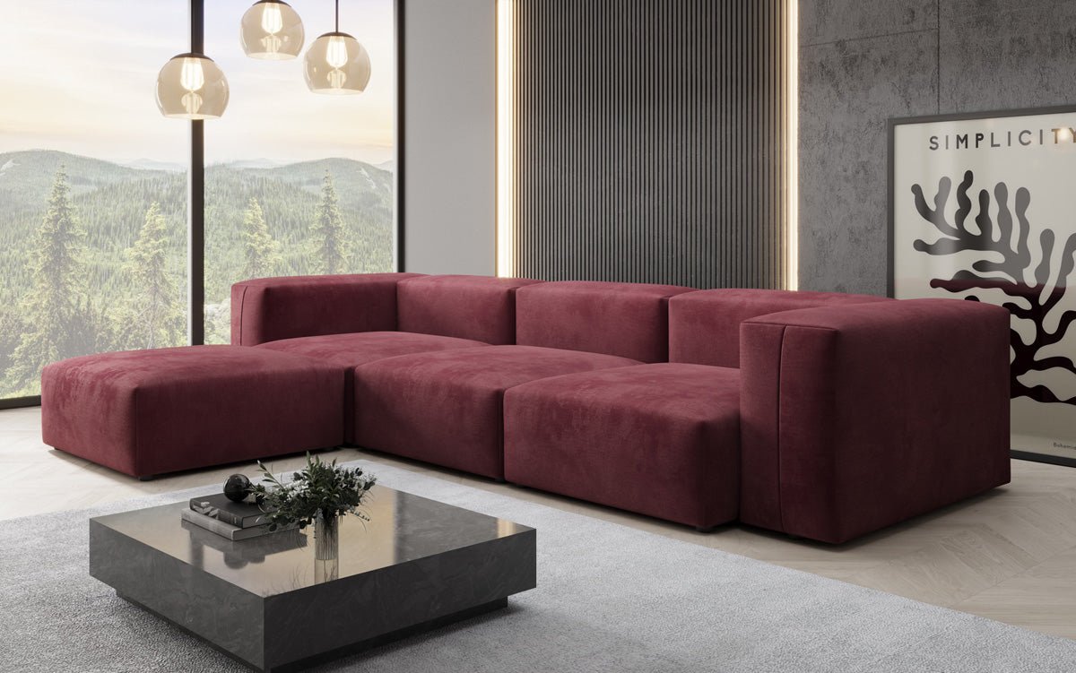 Designer L Sofa Snug in Samt