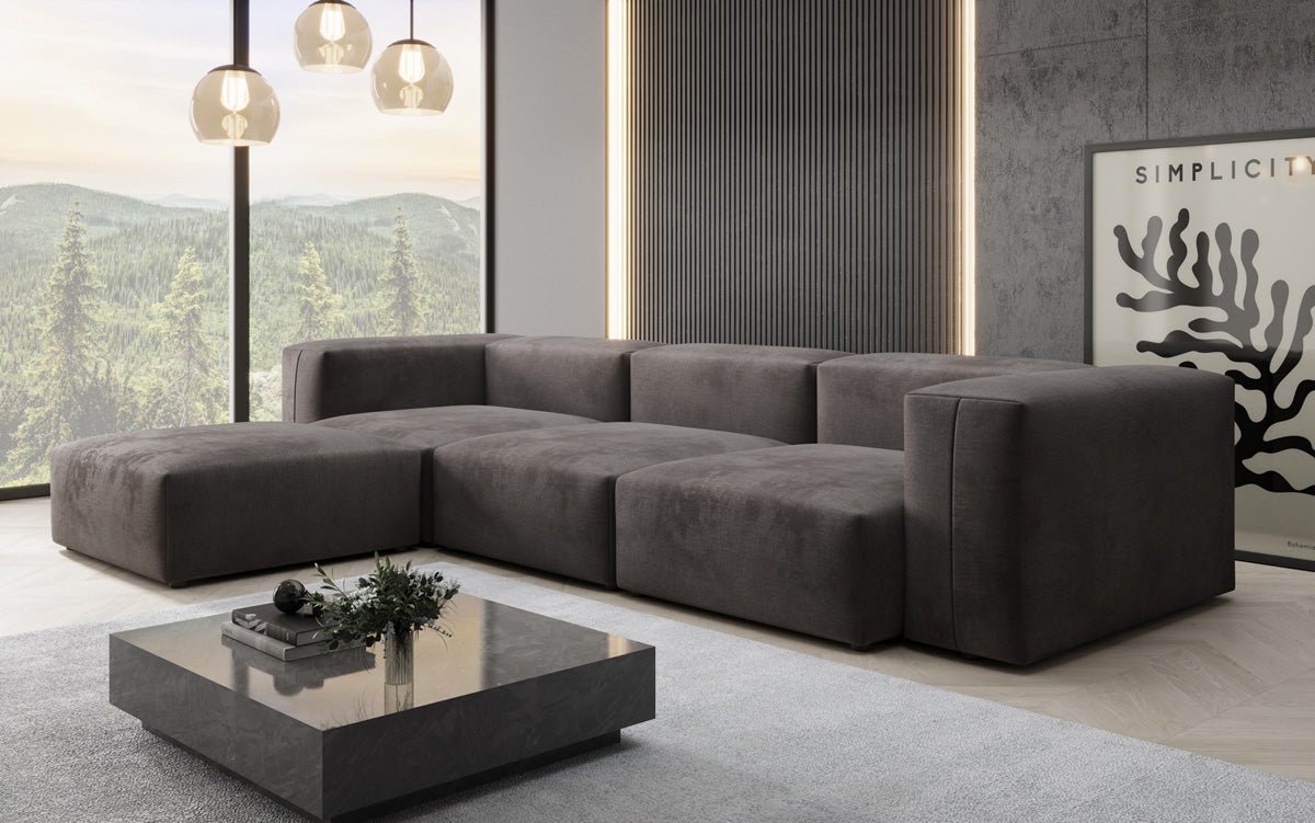 Designer L Sofa Snug in Samt