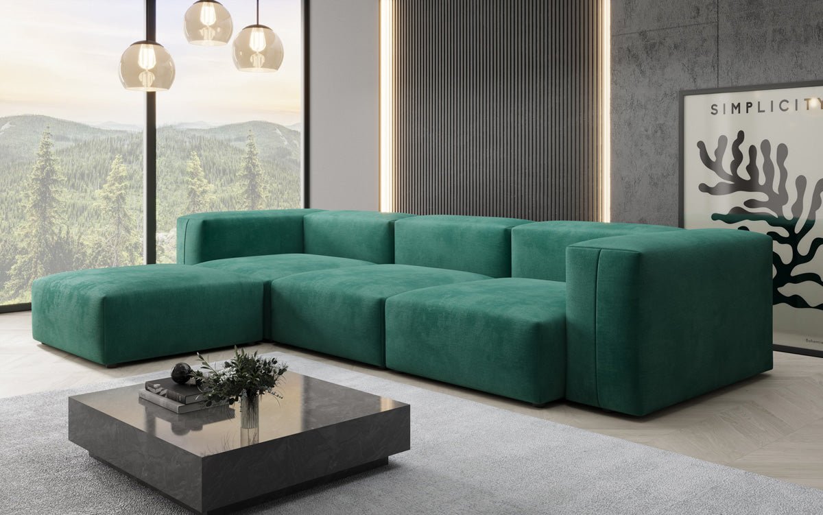 Designer L Sofa Snug in Samt