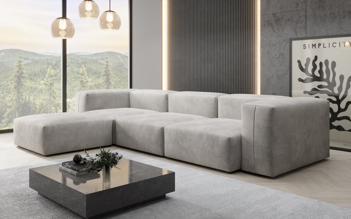 Designer L Sofa Snug in Samt