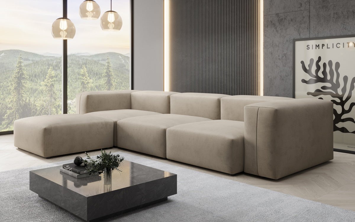 Designer L Sofa Snug in Samt