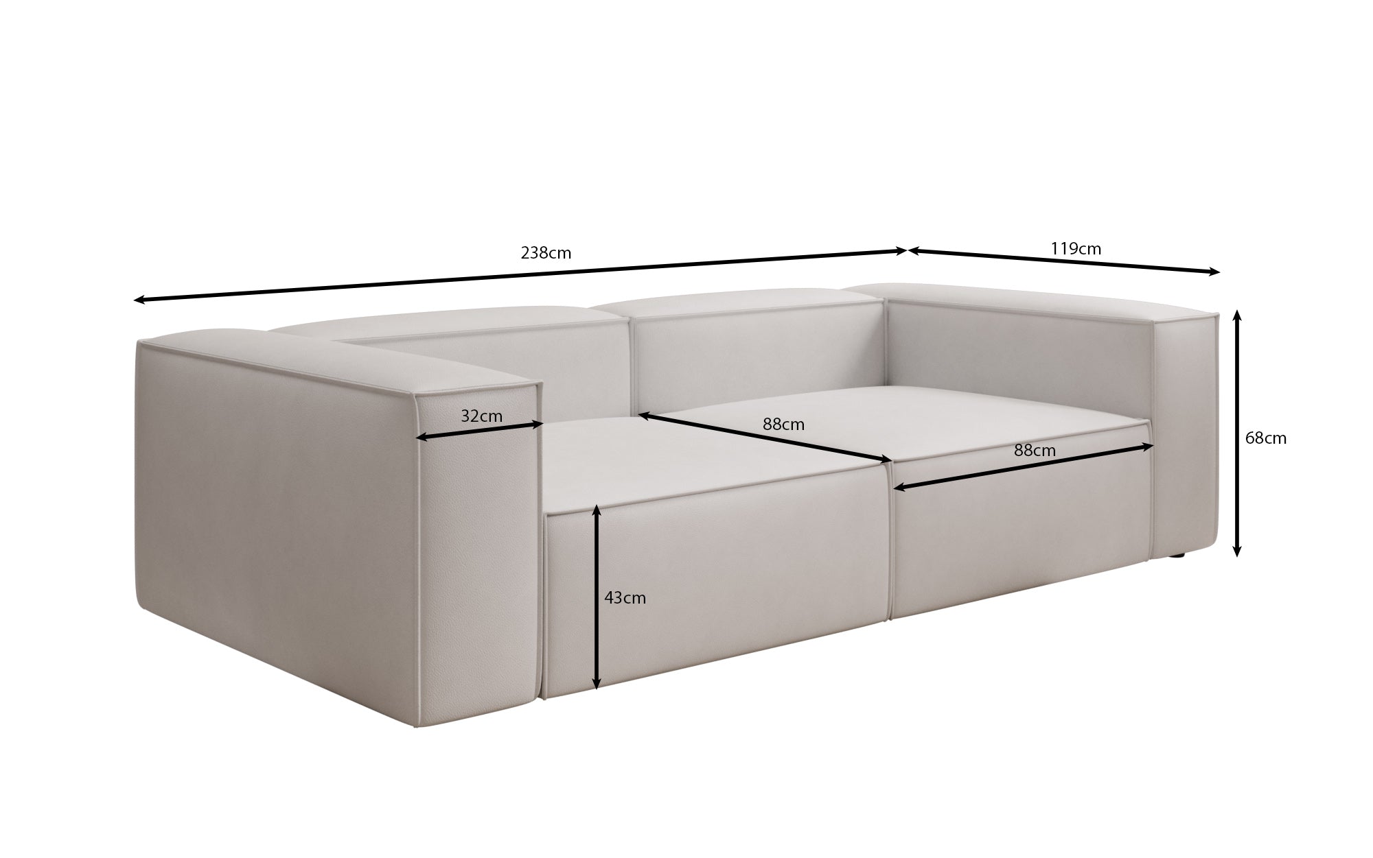 Canapé design Lesley 3 places en cuir véritable