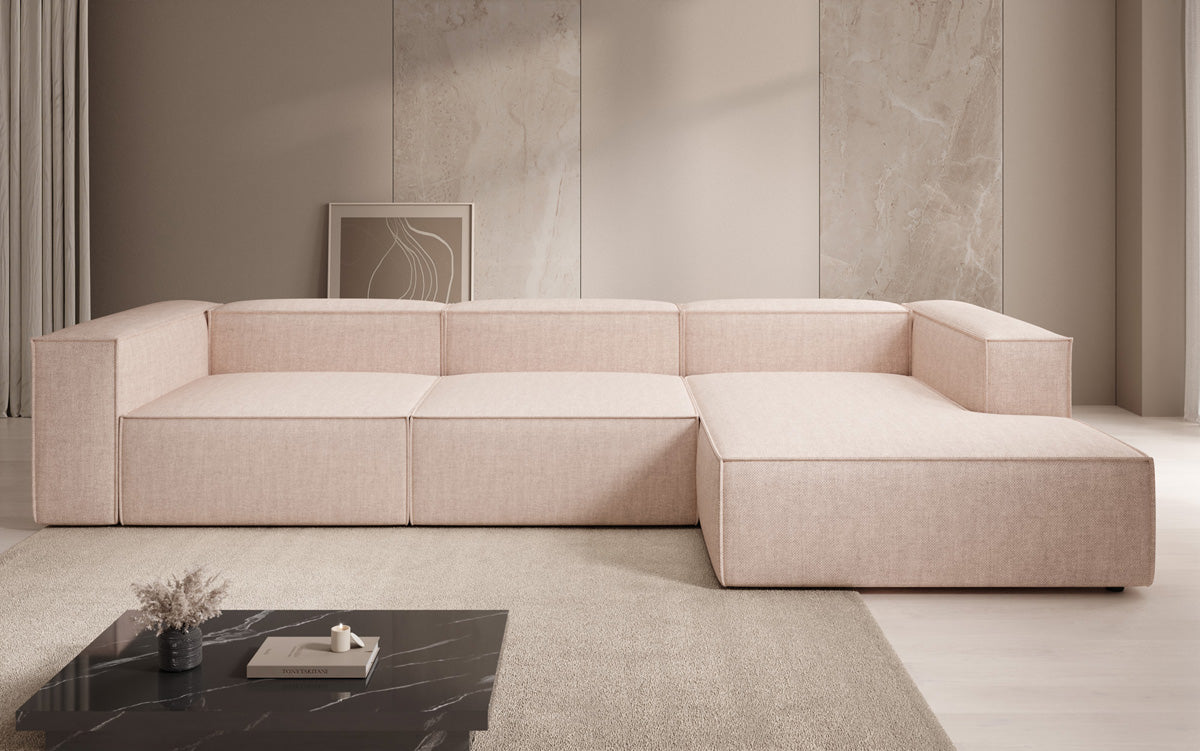 Designer Ecksofa Lesley in Leinen-Optik