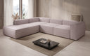 Designer Ecksofa Lesley mit langer Ottomane in Strukturstoff