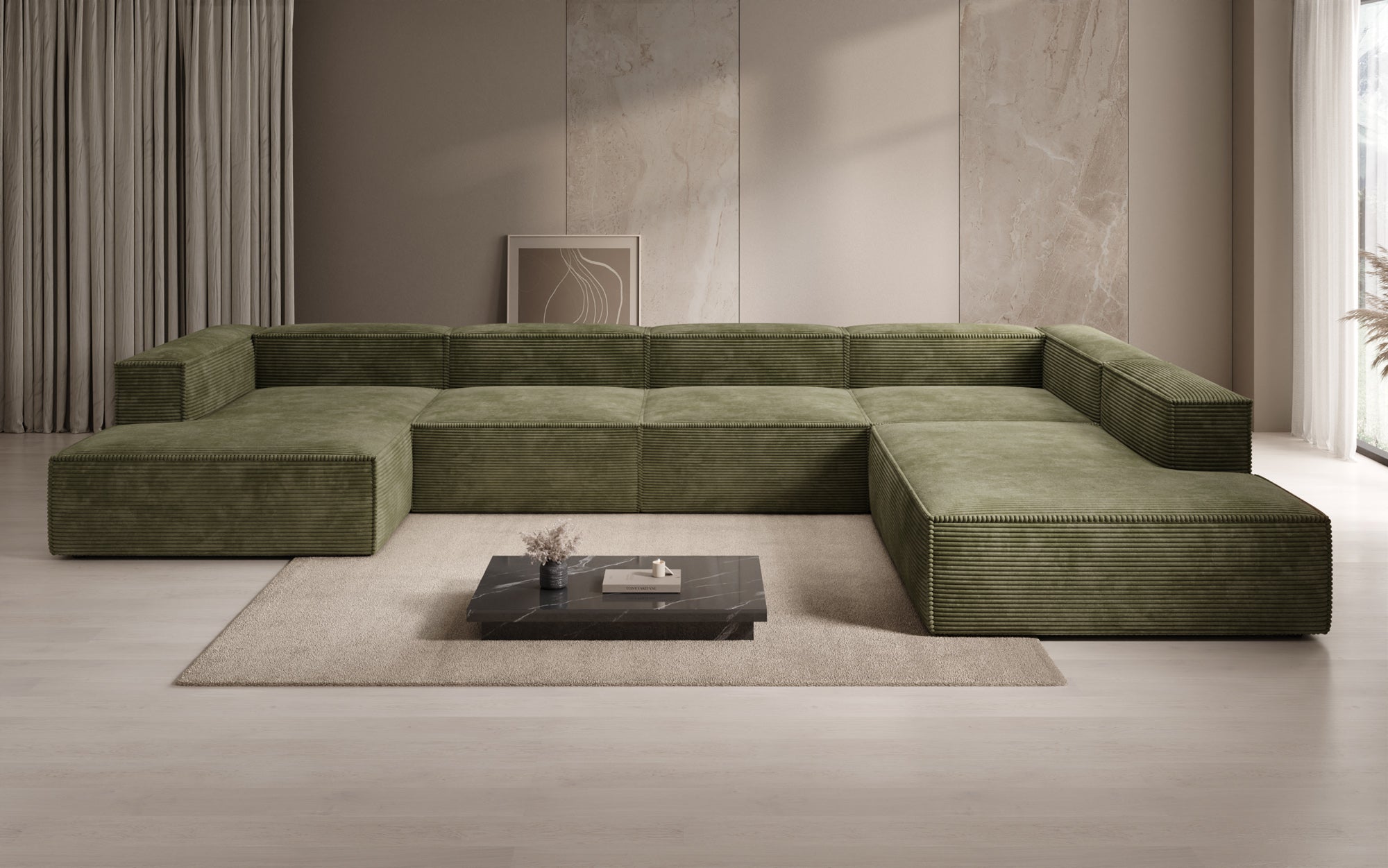 Designer Sofa Lesley U XXL in Cord