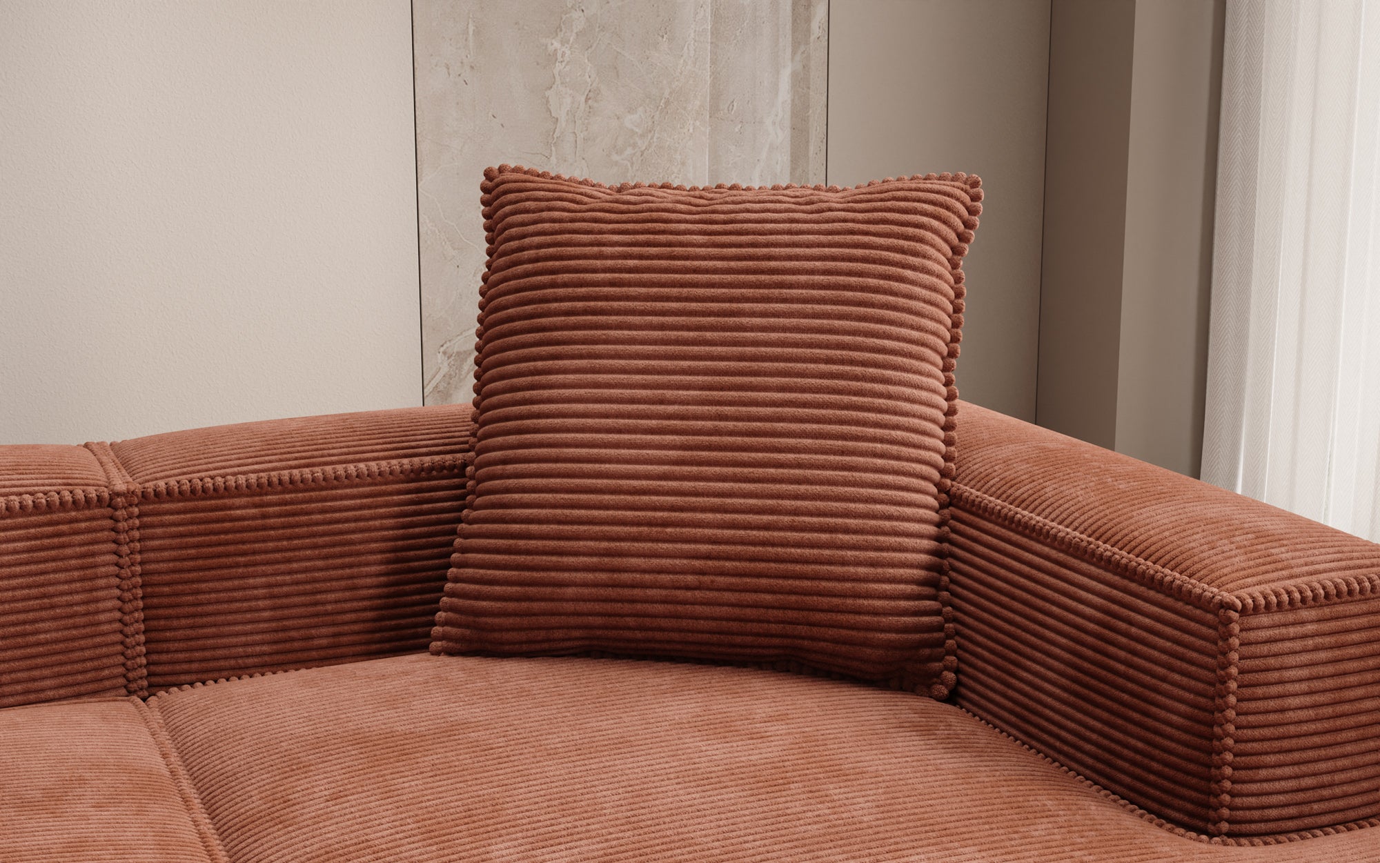 Coussin décoratif Lesley 60x60 en Côtelé