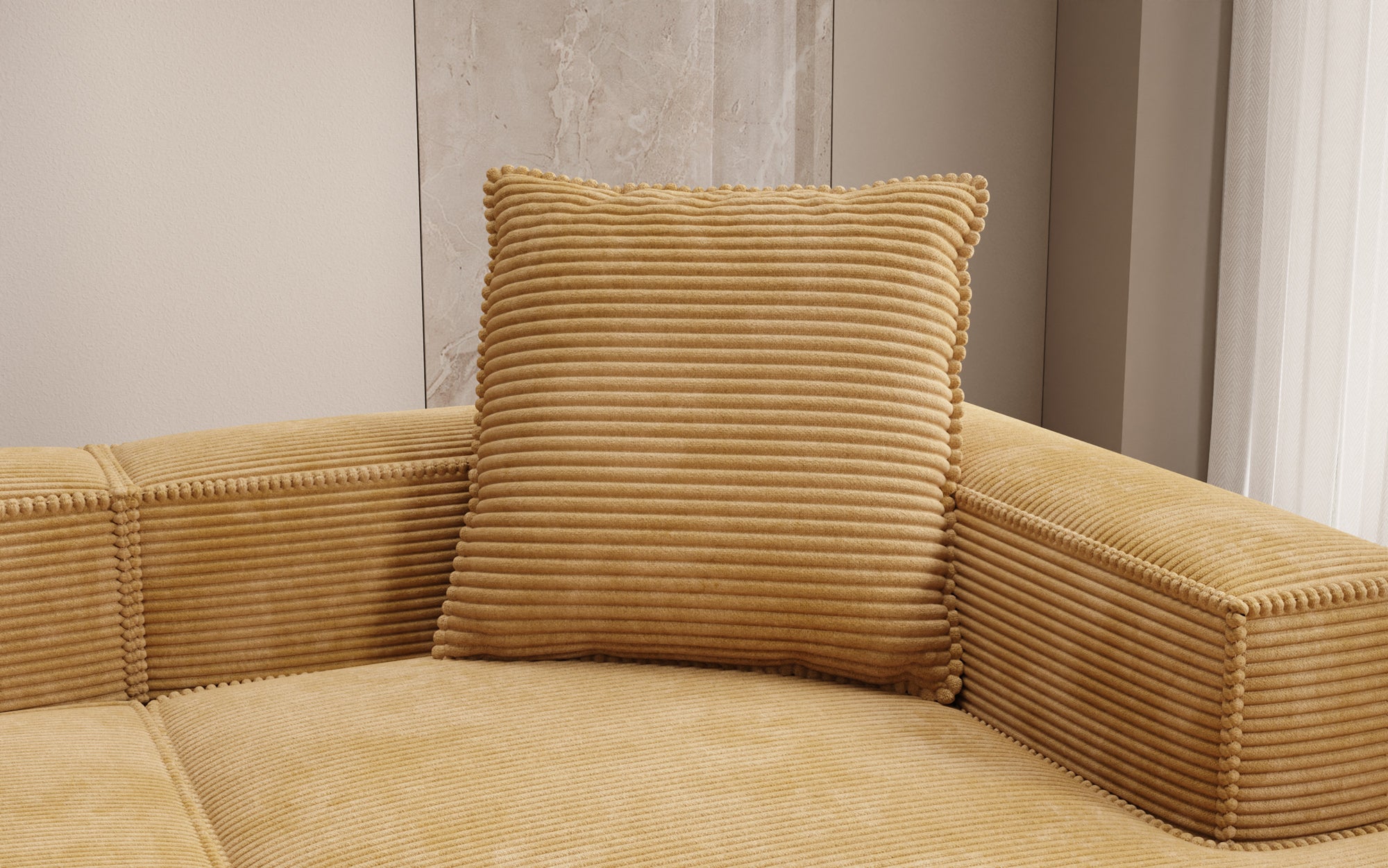 Coussin décoratif Lesley 60x60 en Côtelé