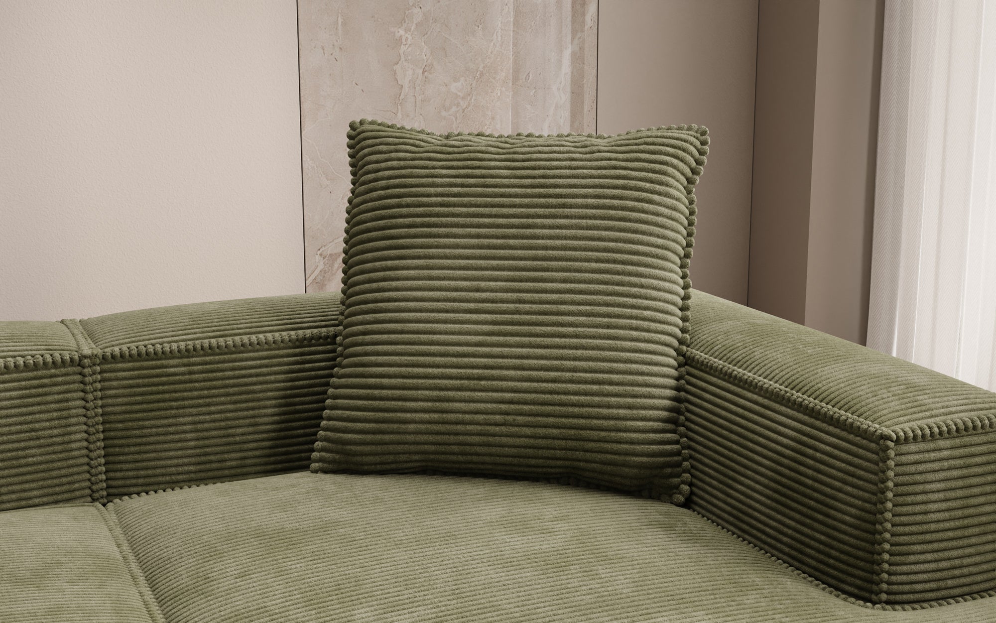 Coussin décoratif Lesley 60x60 en Côtelé