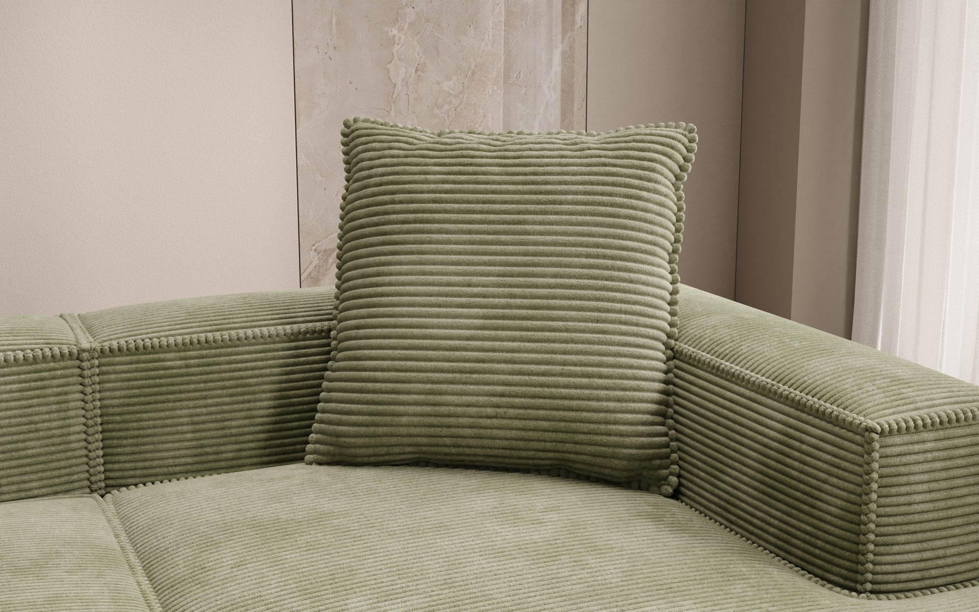 Coussin décoratif Lesley 60x60 en Côtelé