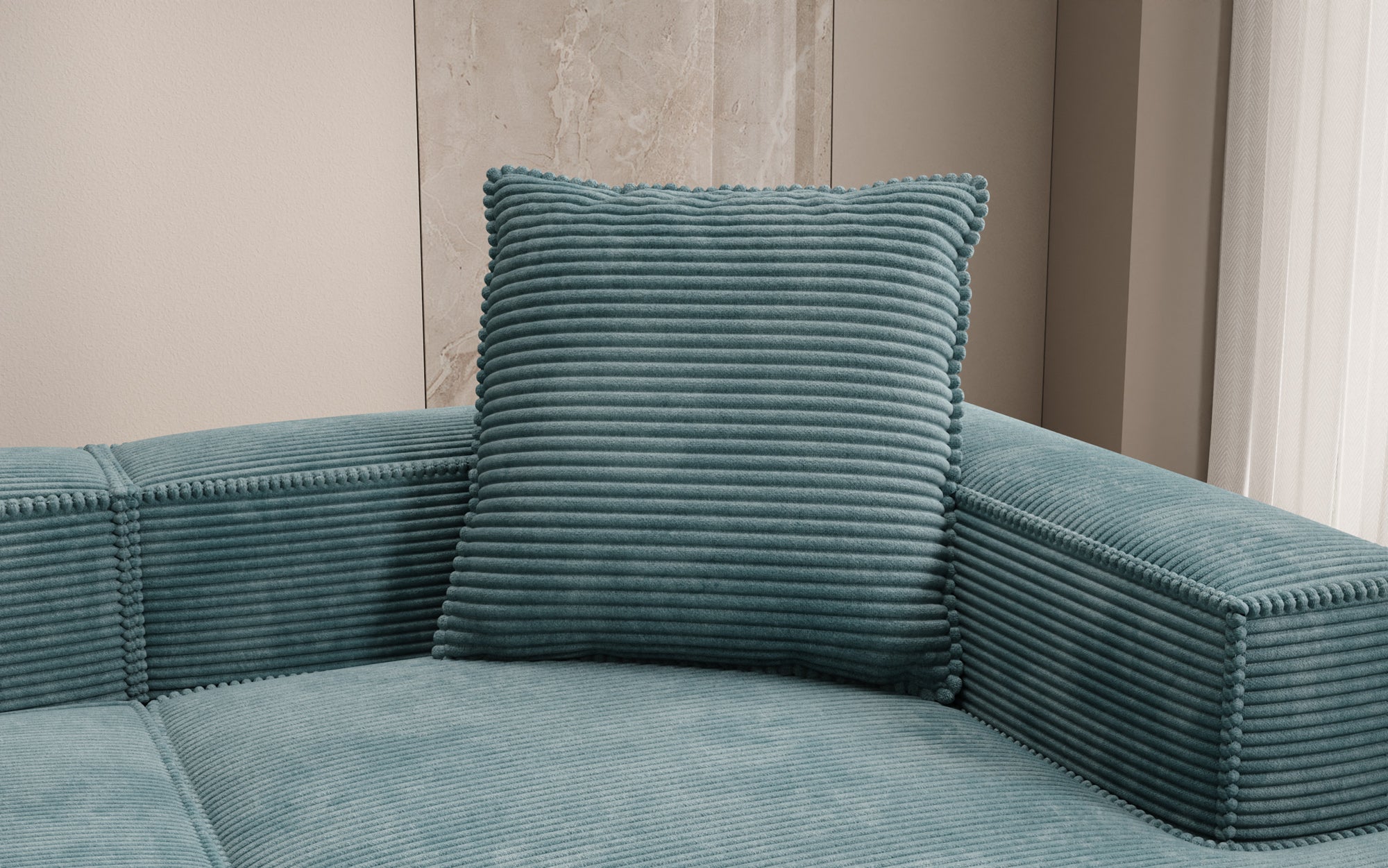 Coussin décoratif Lesley 60x60 en Côtelé