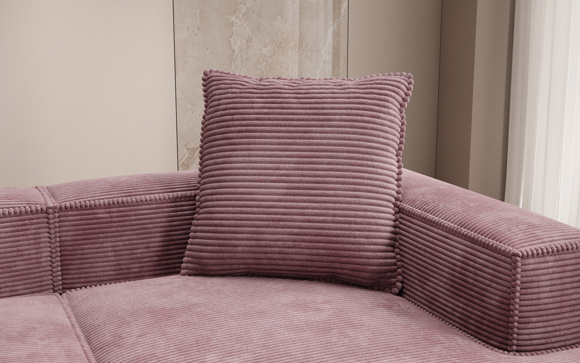 Coussin décoratif Lesley 60x60 en Côtelé