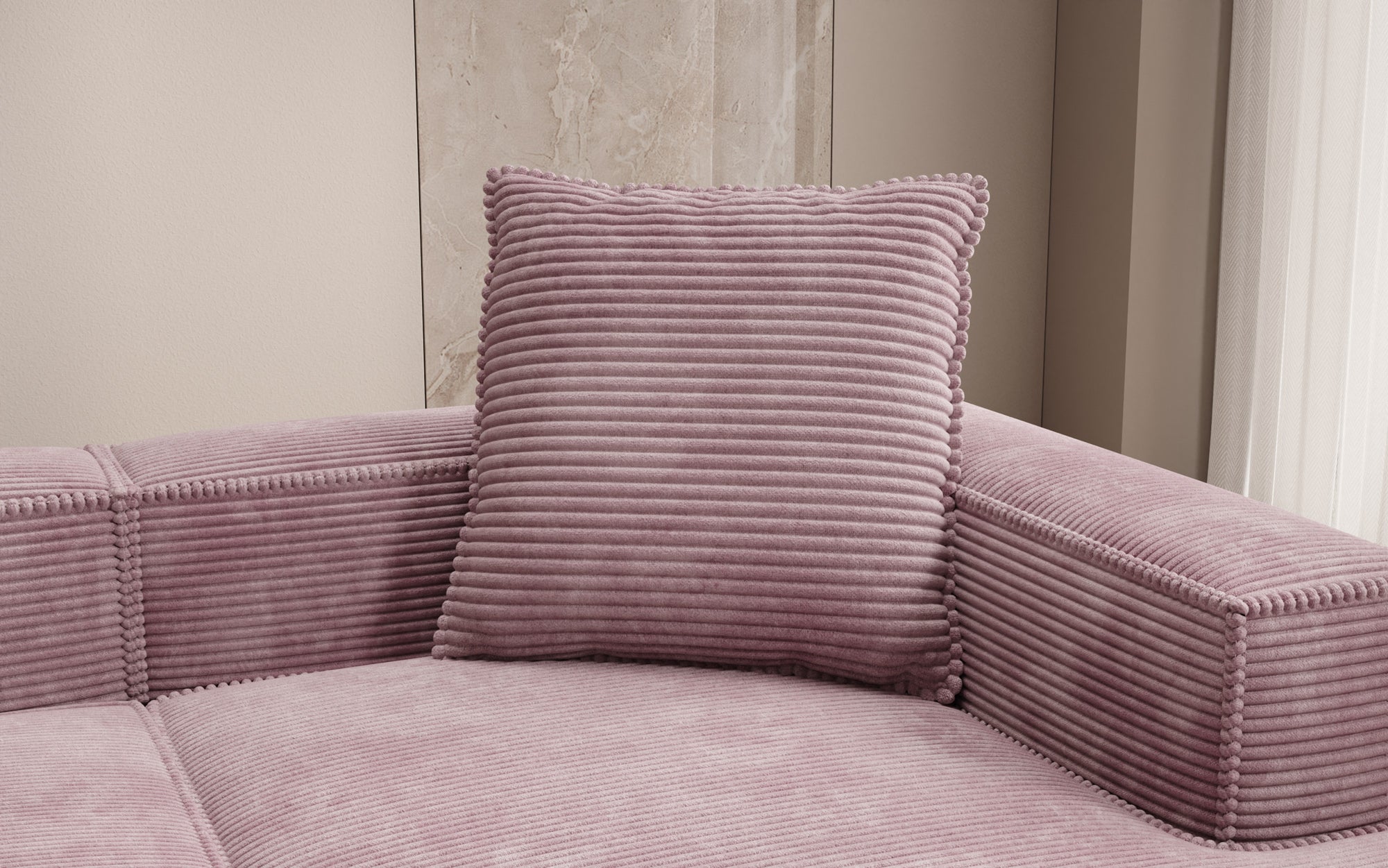 Coussin décoratif Lesley 60x60 en Côtelé