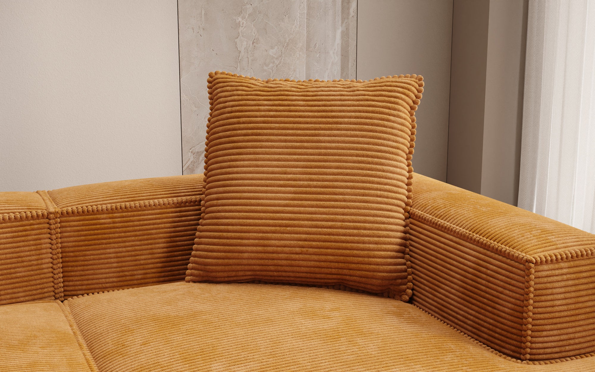 Coussin décoratif Lesley 60x60 en Côtelé