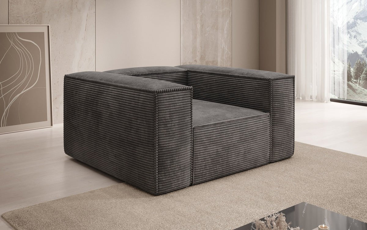 Canapé fauteuil designer Lesley en Côtelé