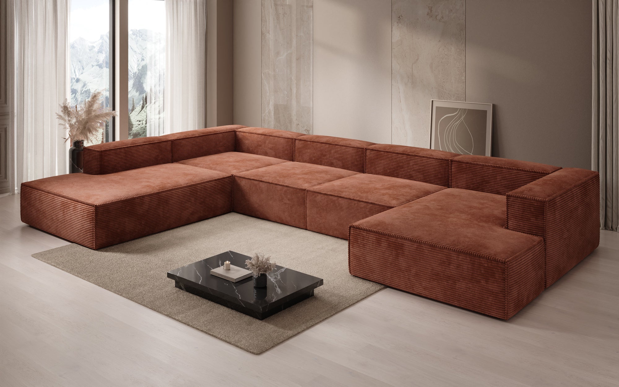 Designer Sofa Lesley U XXL in Cord