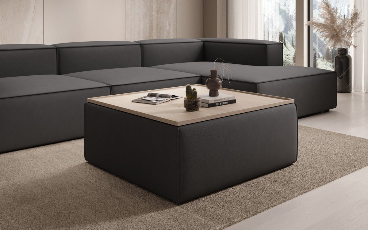 Beistellhocker/Couchtisch Lesley avec espace de rangement en Tissu