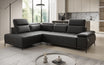 Canapé d'angle L Lyra avec fonction de couchage électrique en cuir véritable