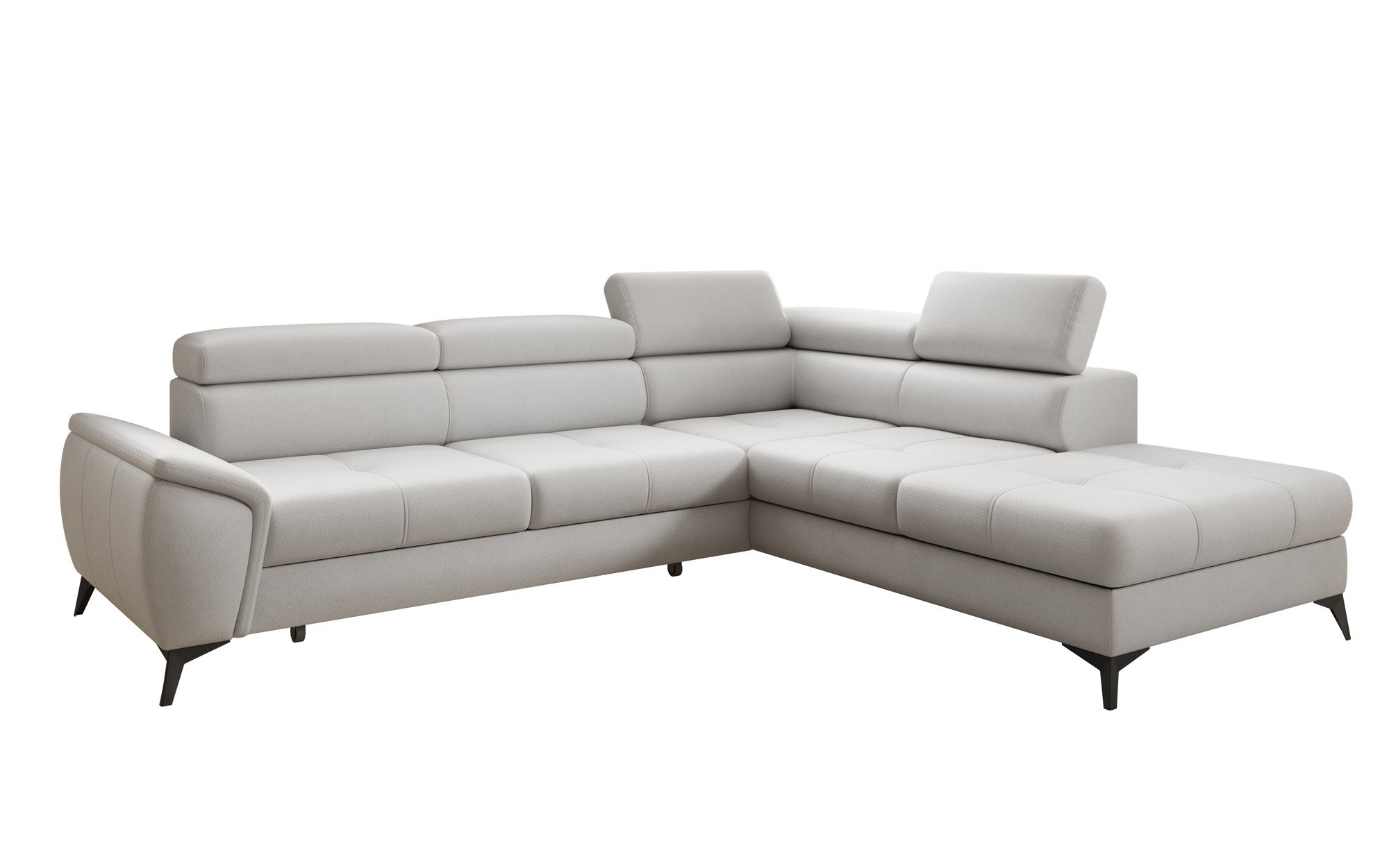 Canapé d'angle L Aveline avec fonction couchage et rangement en cuir véritable