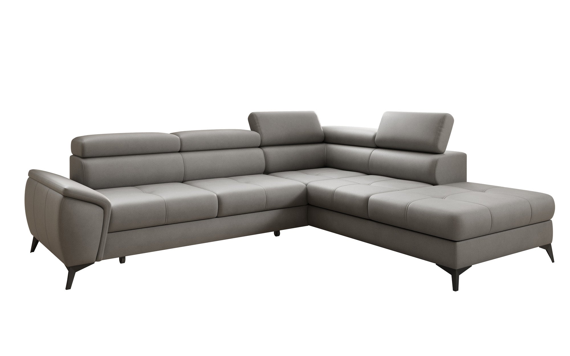 Canapé d'angle L Aveline avec fonction couchage et rangement en cuir véritable