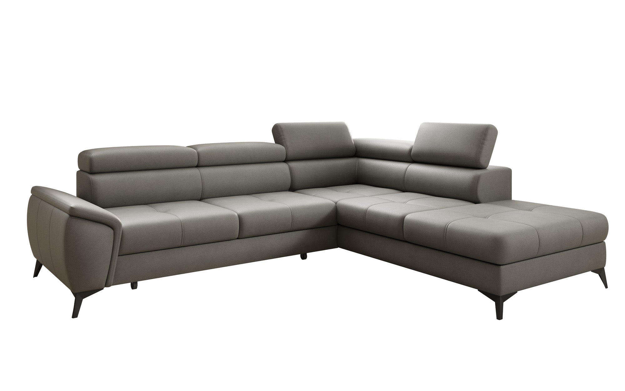 Canapé d'angle L Aveline avec fonction couchage et rangement en cuir véritable