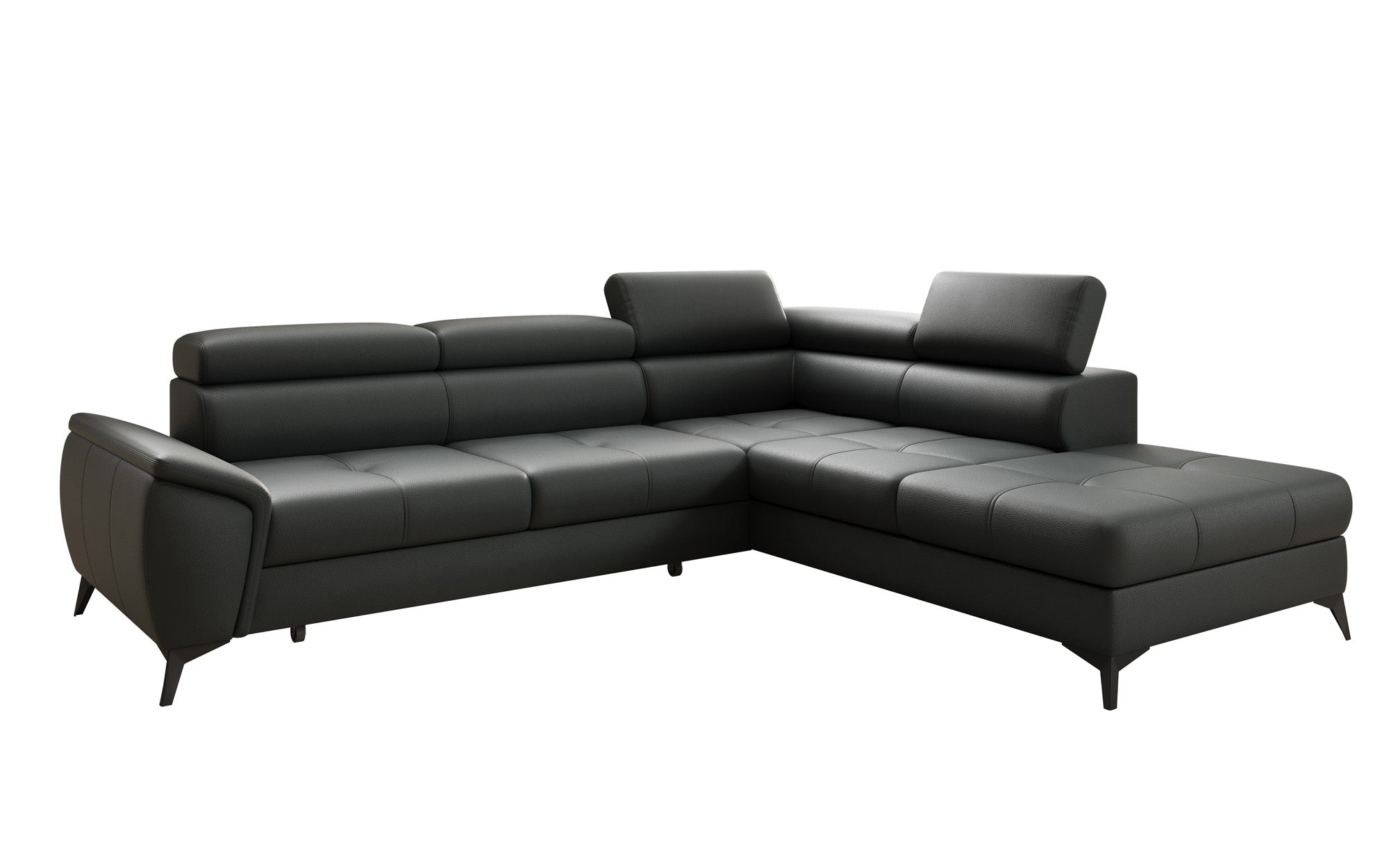 Canapé d'angle L Aveline avec fonction couchage et rangement en cuir véritable