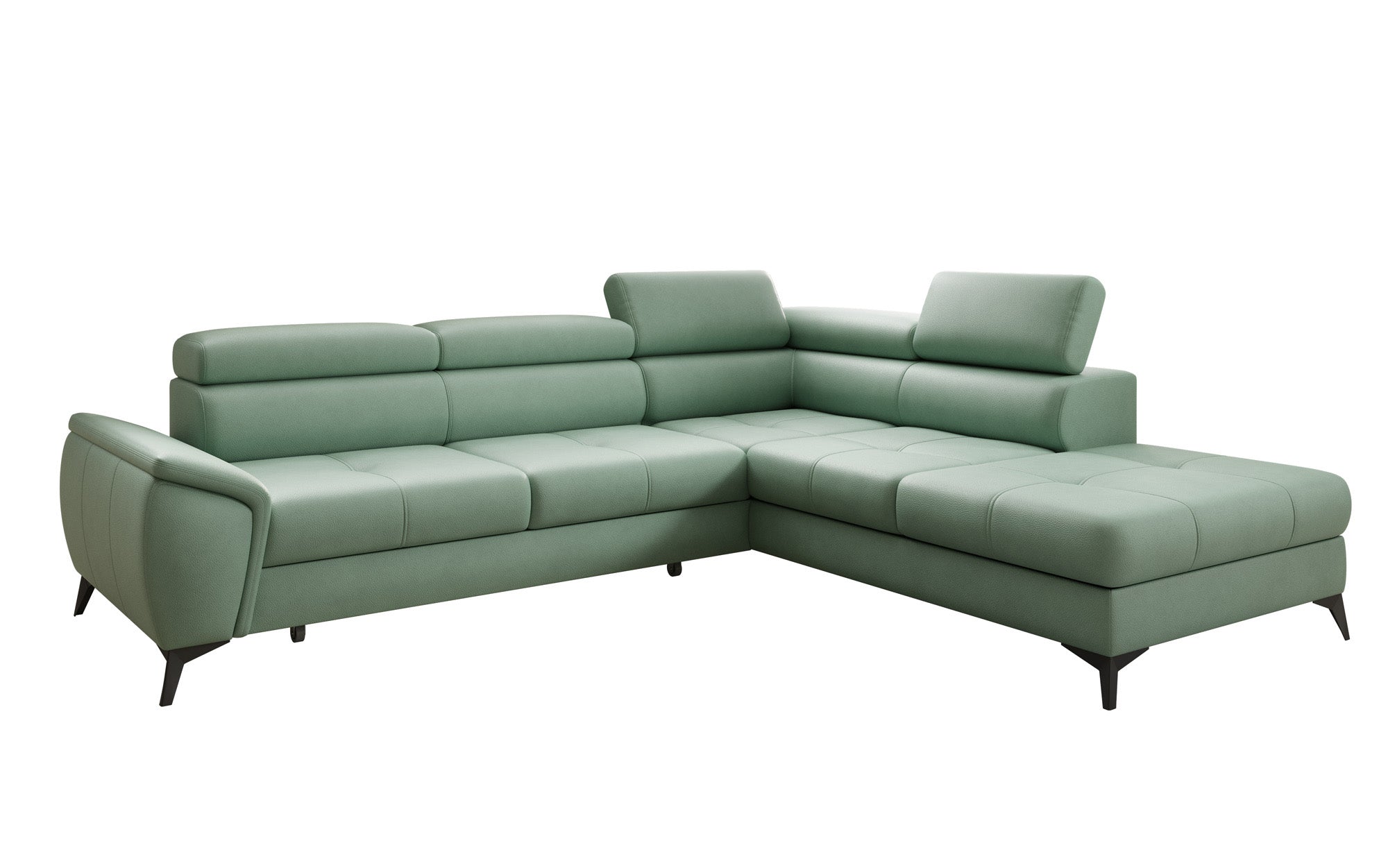Canapé d'angle L Aveline avec fonction couchage et rangement en cuir véritable