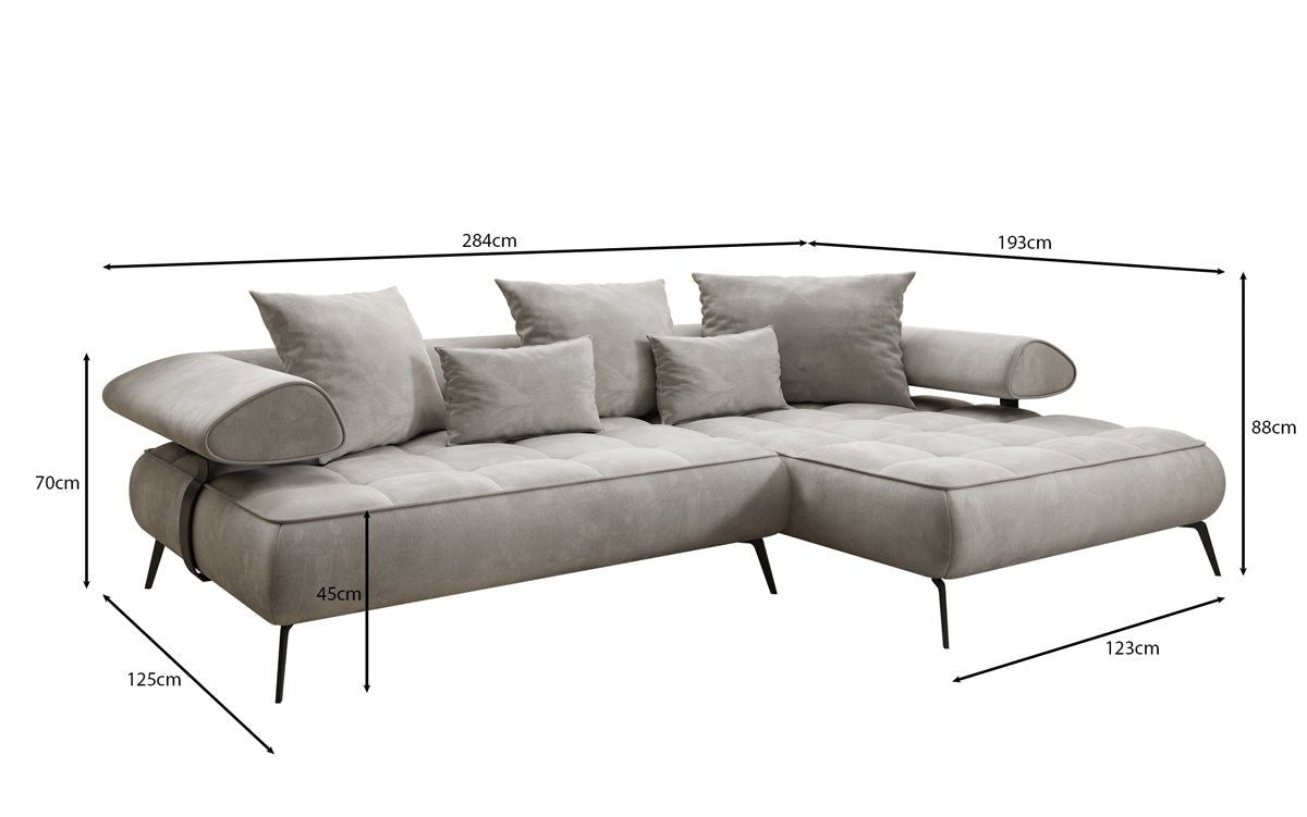 Canapé design Sydney L II Velours avec fonction de couchage électrique