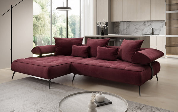 Designer Ecksofa Sydney II Samt mit elektrischer Schlaffunktion