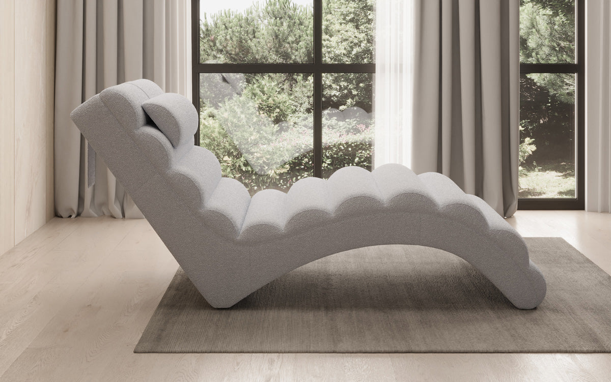 Chaise longue de designer Malina en Bouclé