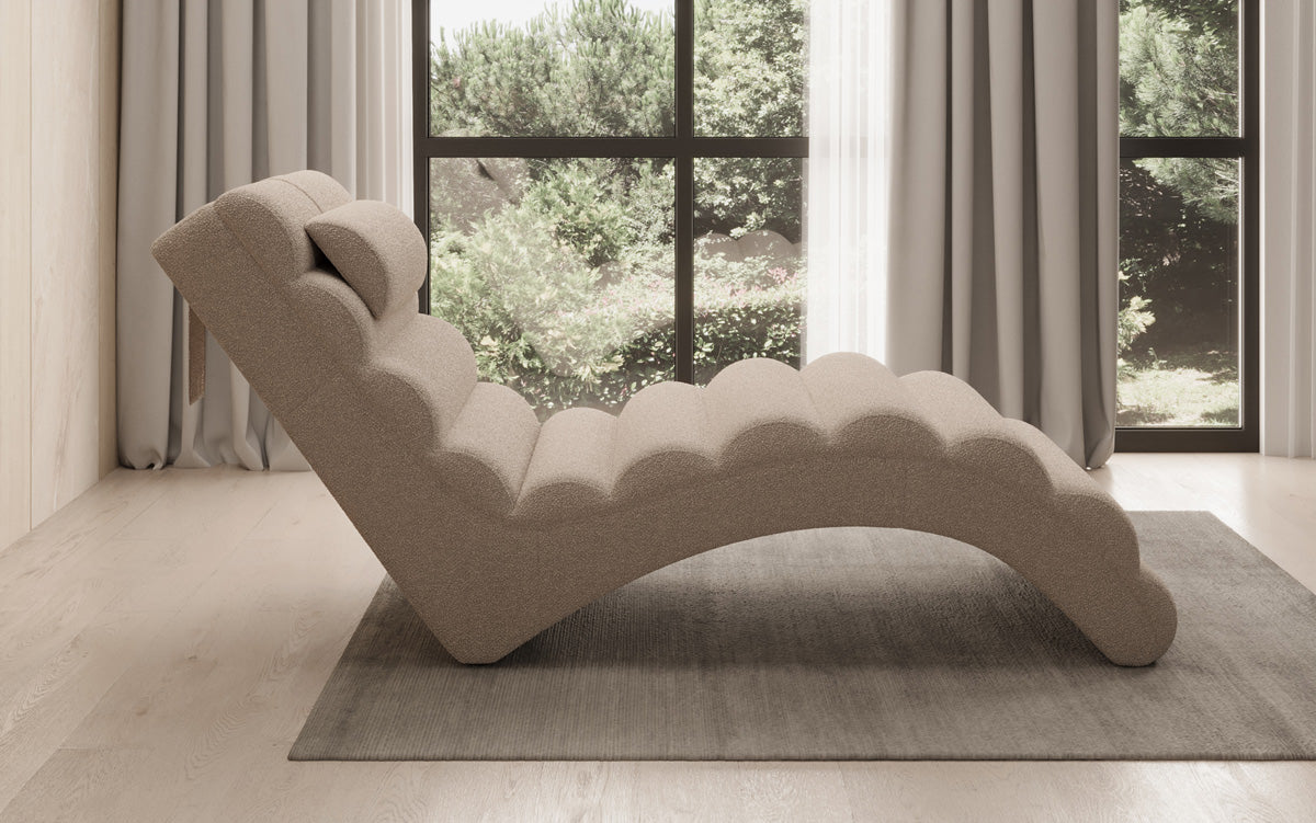 Chaise longue de designer Malina en Bouclé